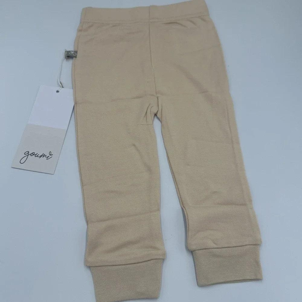 Goumi Kids Baby Infant Pants Bamboo Organic Cotton Size 3-6M Dune Beige Soft NEW